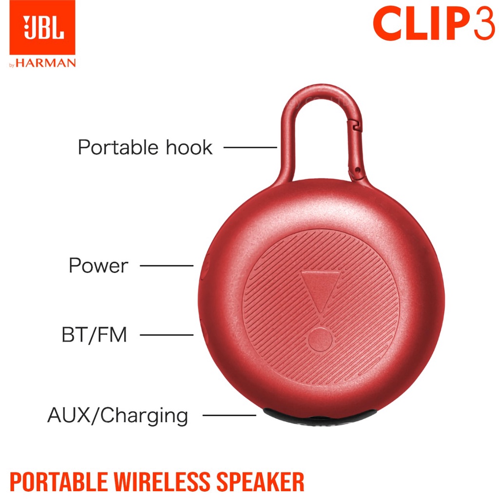 Speaker Bluetooth JBL CLIP 3 Ultra Wireless Portable JBL Clip3 IPX7