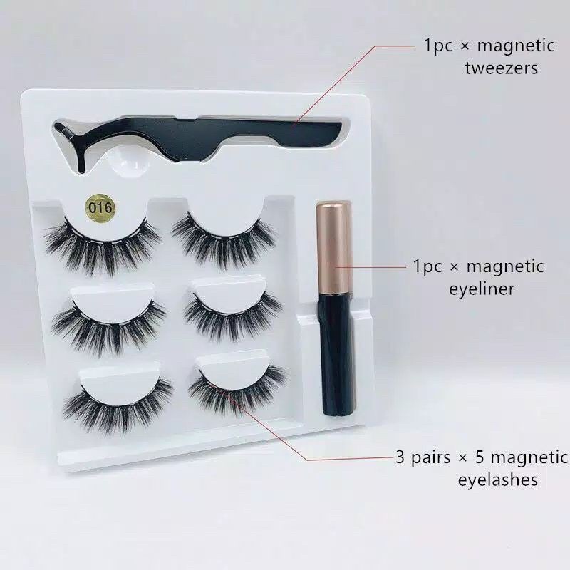 Bulu Mata Magnet 3 Pairs Set Magnet Liquid Eyeliner&amp; Magnet Eyelashes