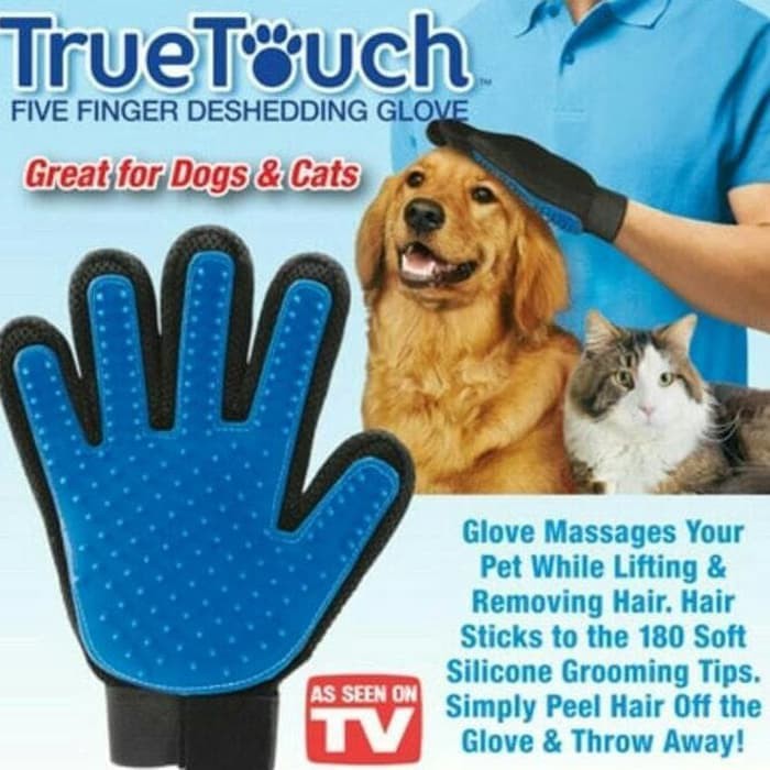 True Touch Pet Glove / Sarung Tangan Sikat Grooming Kucing Anjing / Sisir Bulu Kucing Anjing