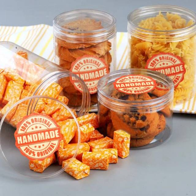 

1 roll 500pcs Label Sticker HANDMADE 100% ORIGINAL Segel Packaging Dealer Toples Box Kantong kemasan cookies kue
