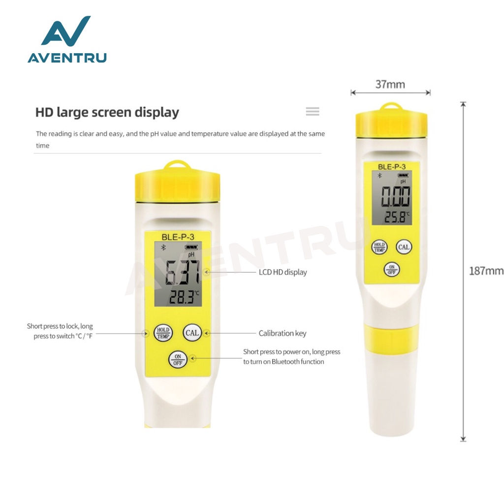 Smart Digital 2 in 1 2in1 PH Temperature Meter BLE-P-3 BLE P3 Tester Pengukur Kualitas Air