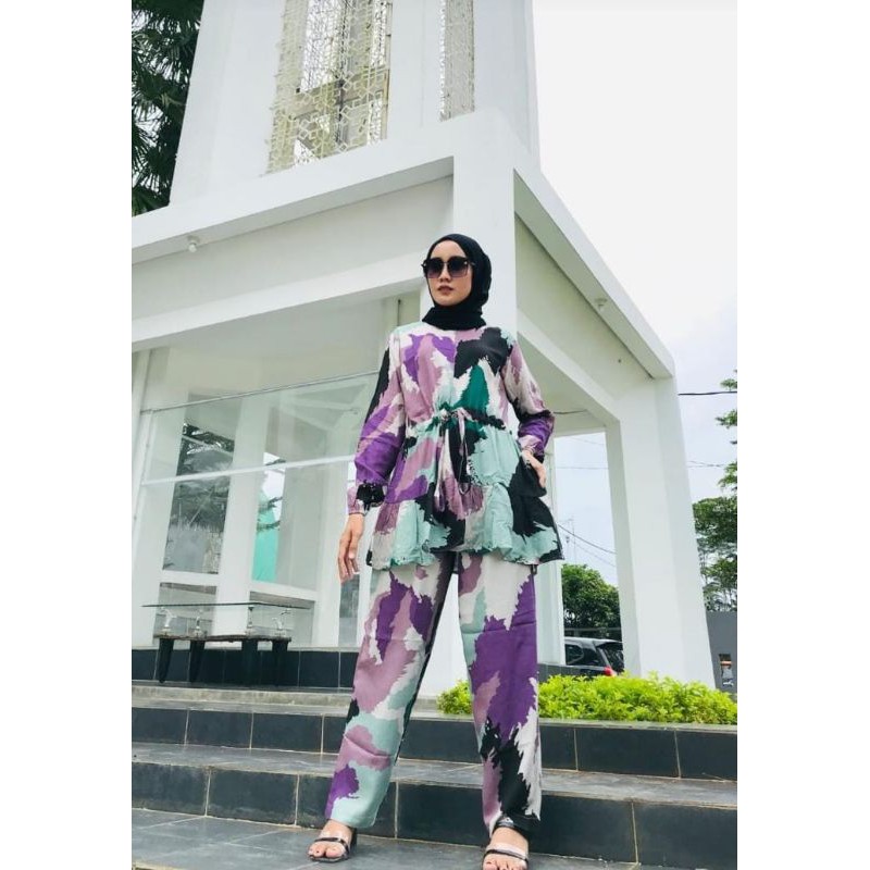 Daily One set Pajamas Serut Dada pajamas panjang