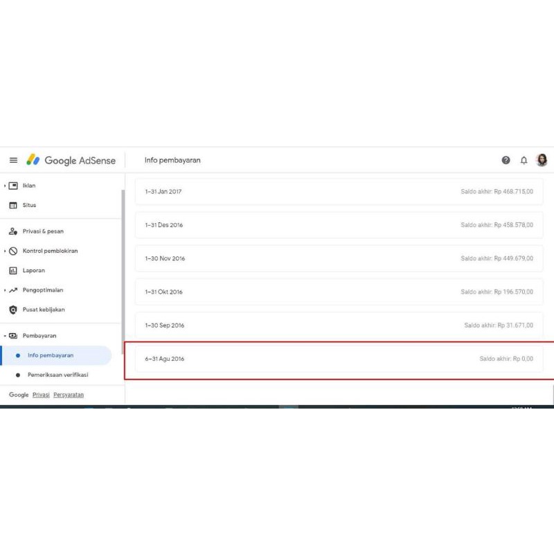 Akun Adsense sudah verif pin dan po akun tahan banting tahun approved 2016