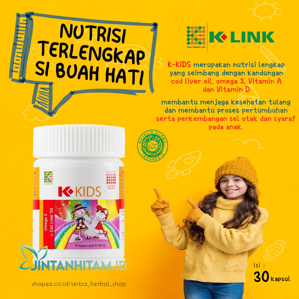 K-KIDS MINYAK IKAN ANAK OMEGA KIDS VITAMIN ANAK OMEGA 3 FISH OIL SUPLEMEN ANAK ORIGINAL K-LINK