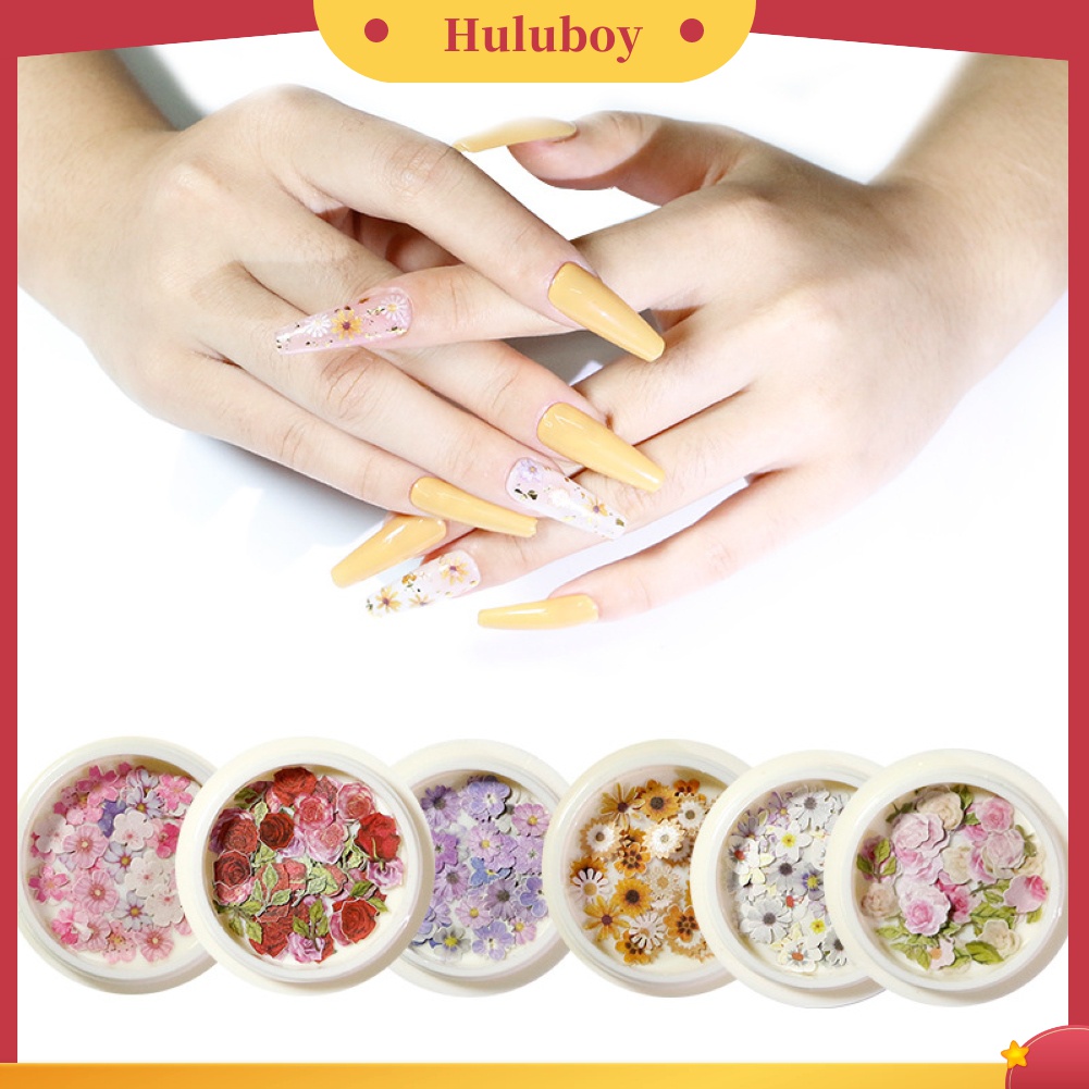 Huluboy Huluboy♡ Irisan Kayu Bunga Mawar Marguerite Sakura Untuk Dekorasi Nail Art