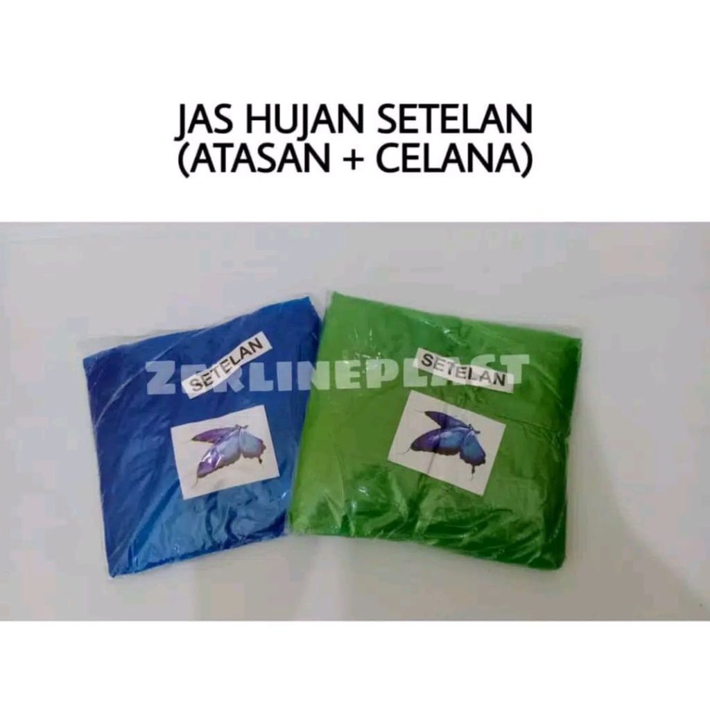 Jas hujan PLASTIK SETELAN Warna (Baju+Celana)