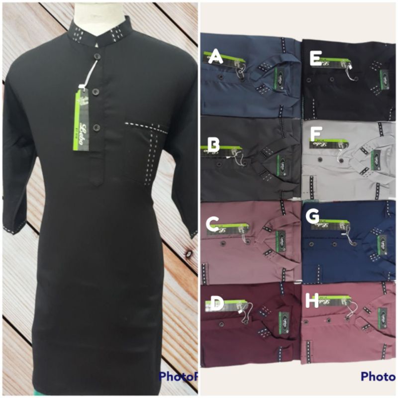 Baju Koko Muslim Lebo Kurta tangan 3/4 kemeja Pria Laki ALMIA pakaian kaos gamis jubah lebaran