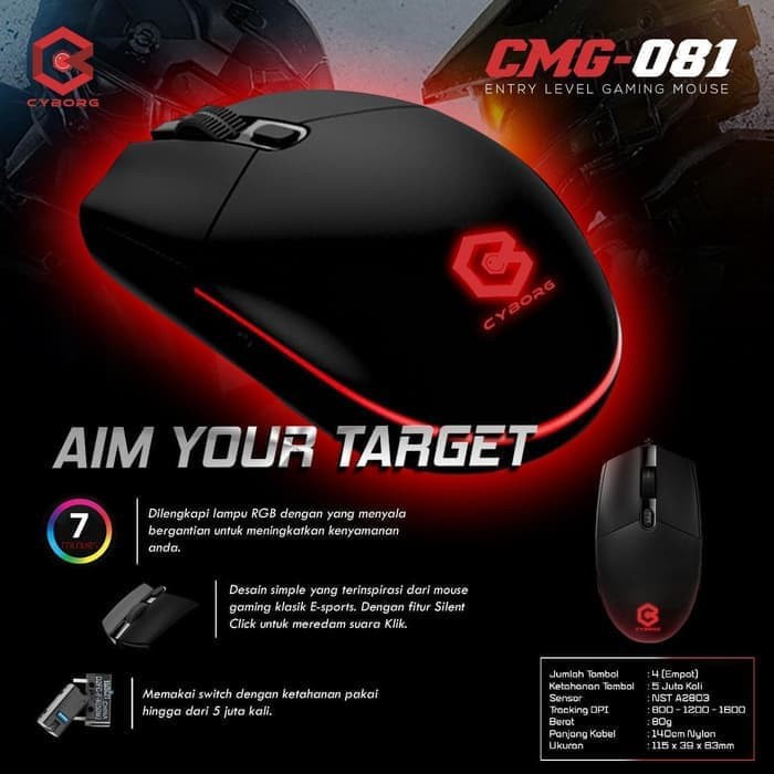 MOUSE GAMING RGB CYBORG CMG-081