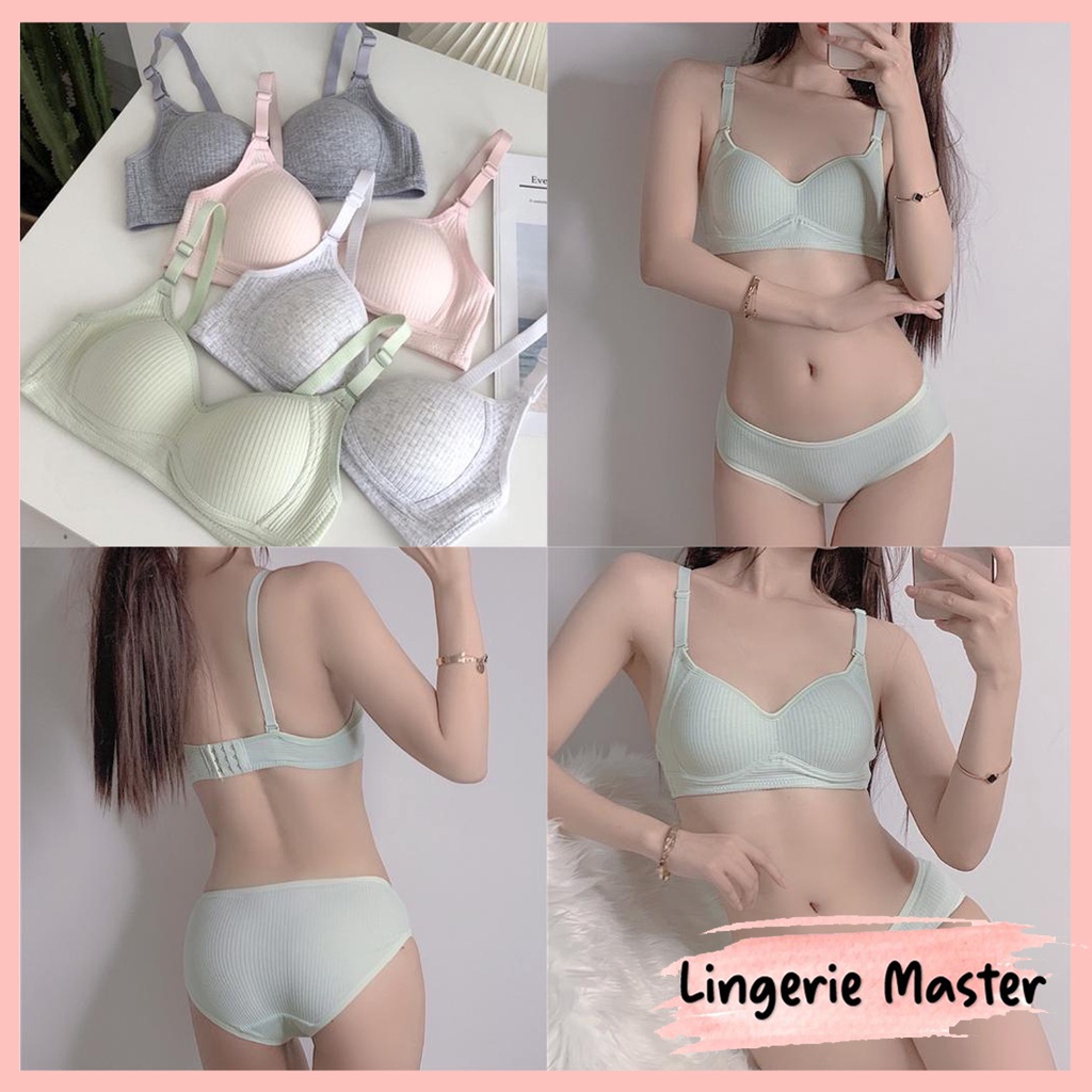 [ LINGERIE MASTER ] - (B-34) BH Bra motif garis lurus Push Up Style Senam Zumba Yoga Pakaian Dalam Wanita Import