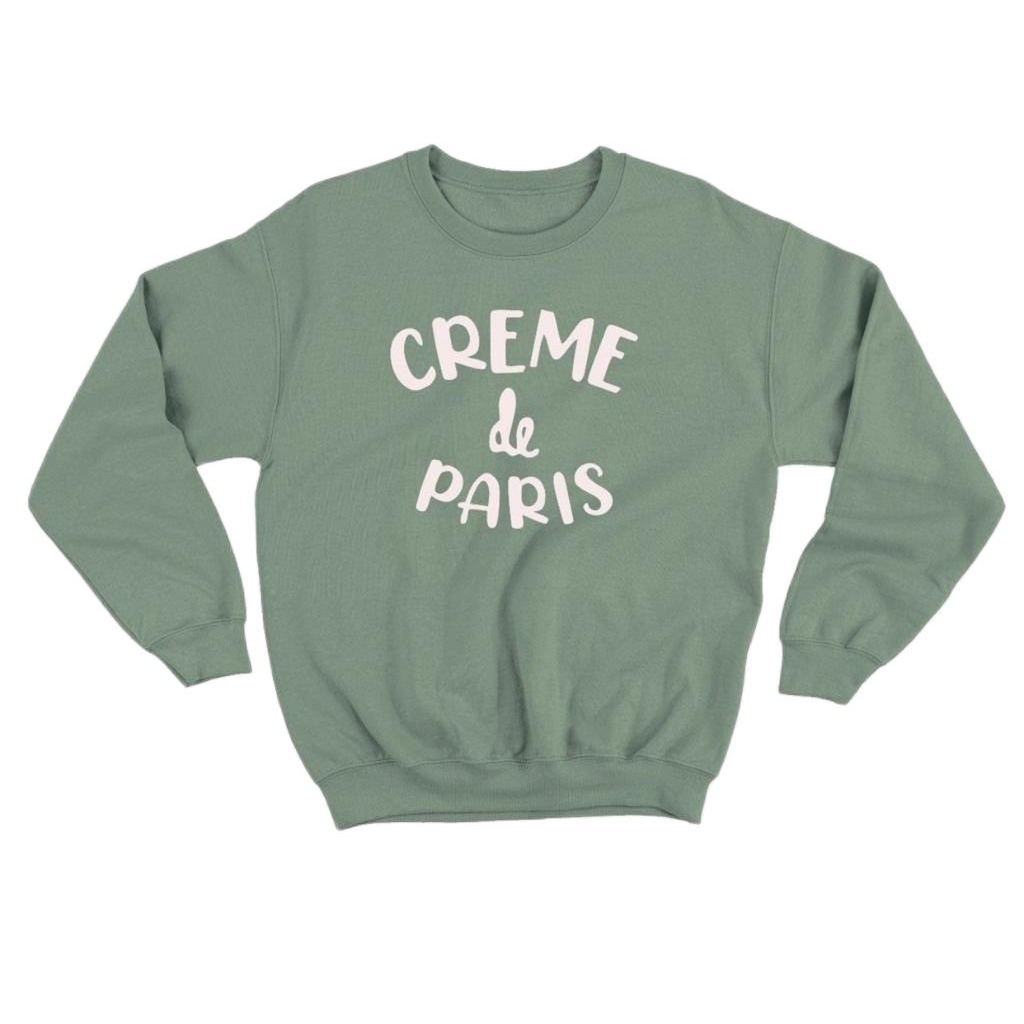 SWEEPER - SWEATER CREME DE PARIS M - XXL (SABLON) (PRIA &amp; WANITA) BAHAN FLEECE