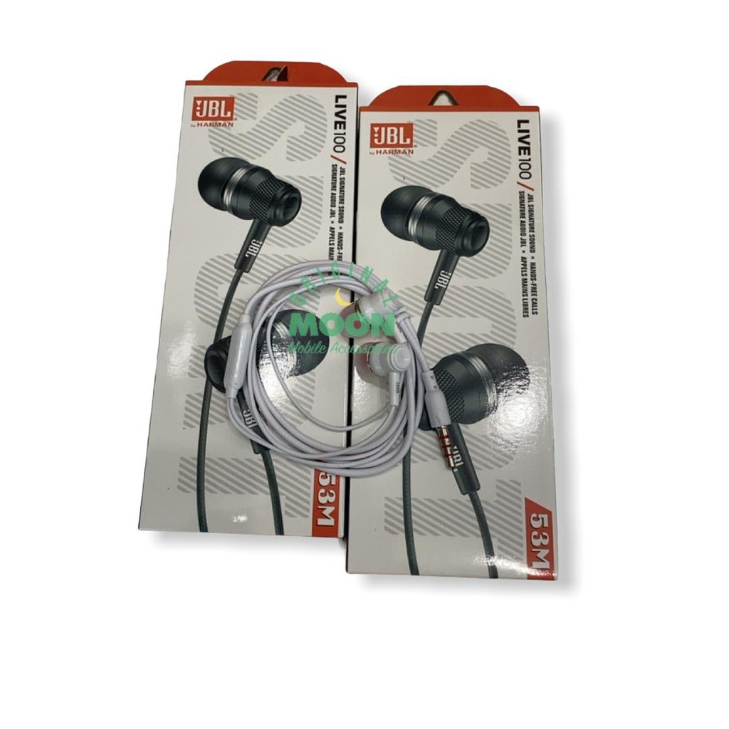 Headset Handfree Earphone brand jbl live 100 Stereo MEGA BASS 53M