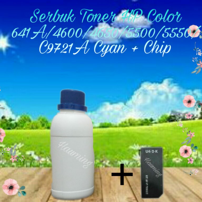 Serbuk Toner HP 641A 4600 4610 4650 4600dtn 4600hdn 4600n 4650dn 4650hdn 4650n C9721A Cyan + Chip