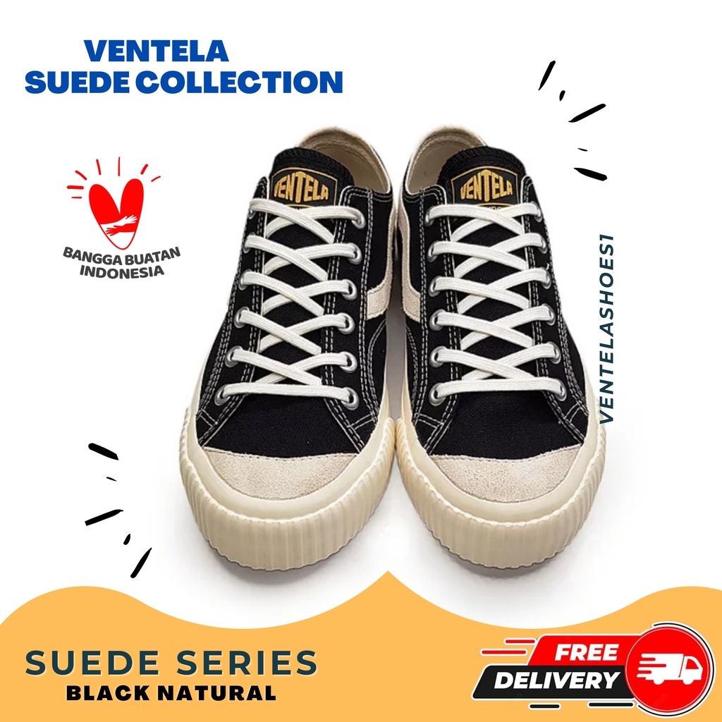 VENTELA PUBLIC SUEDE BLACK NATURAL VANTELLA VANTELA VENTELLA SUEDE BLACK NATURAL ORI ORIGINAL MURAH