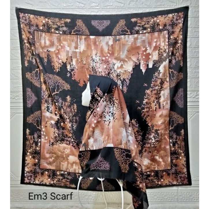 EM3 SCARF, Kotasari series  HIJAB SEGIEMPAT  Syar'i (140x140cm) VOAL MOTIF LASERCUT