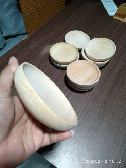 Cobek Kayu / Wadah Sambal / Tempat Sambal /Saus /Kecap /Bumbu bahan Kayu diameter 12cm / Lepek Kayu