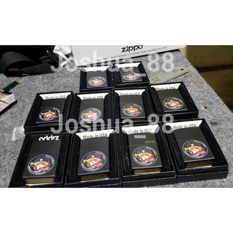 Korek Api Zippo Custom Print UV Black Matte Mazi Bisa Pesan Gambar Logo Sendiri