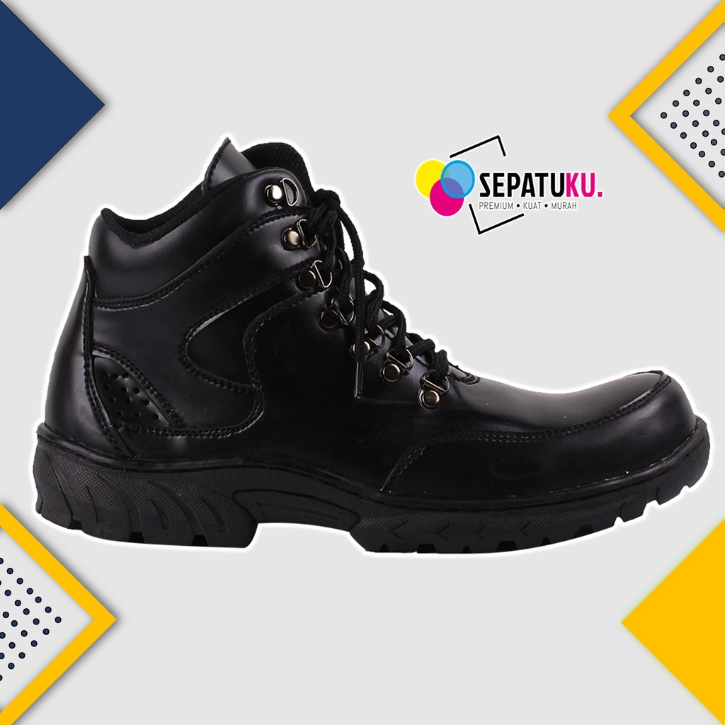 Sepatu Pria Keren Sepatu Pria Murah Sepatu Boots Safety Boot Pria Murah Spatu Pria Casual Sepatu Boots Boot But Pria Sport Original Sepatu Cowboy Sepatu Cowok Keren - Dragon-HITAM