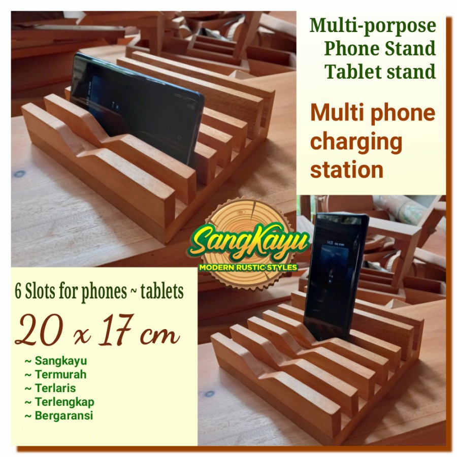 SangKayu Phone Stand Tablet Stand 20x17 cm Charging Station Docking Phone Kayu