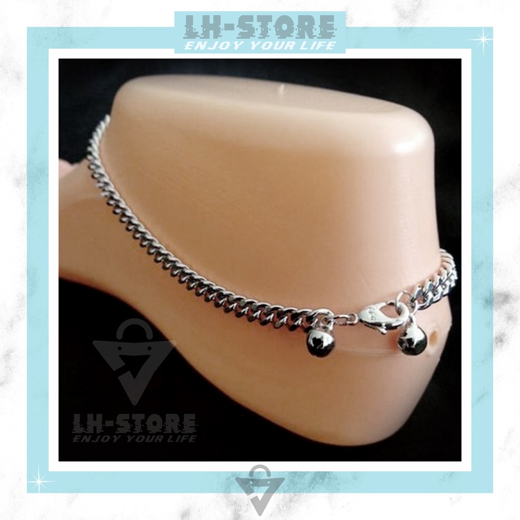 GELANG KAKI TITANIUM WANITA RANTAI POLOS 2 KERINCING ANTI KARAT TERBARU