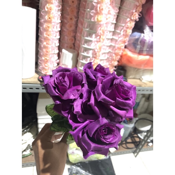Tangkai Mawar K6 Bludru Import/Bunga Mawar/Artificial/Bunga Palsu/Hiasan/Dekorasi-UNGU
