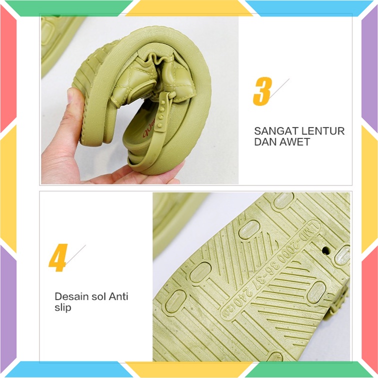 2000-1 Sandal Selop Karet Wanita Ban 2 Wonderly Sendal Slop Cewek Strap 2in1 Import Tawana