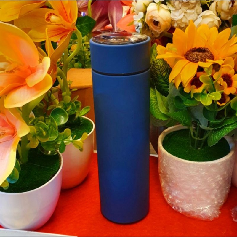 tumbler LED termos suhu 500ml termos panas botol tahan dingin tumbler digital angka botol minum-Biru