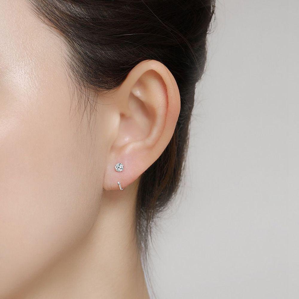 Needway   Sterling Silver Anting Kepribadian Elegan Wanita Tindik Telinga Perhiasan Fashion Zirkon Anting Kecil Hoop