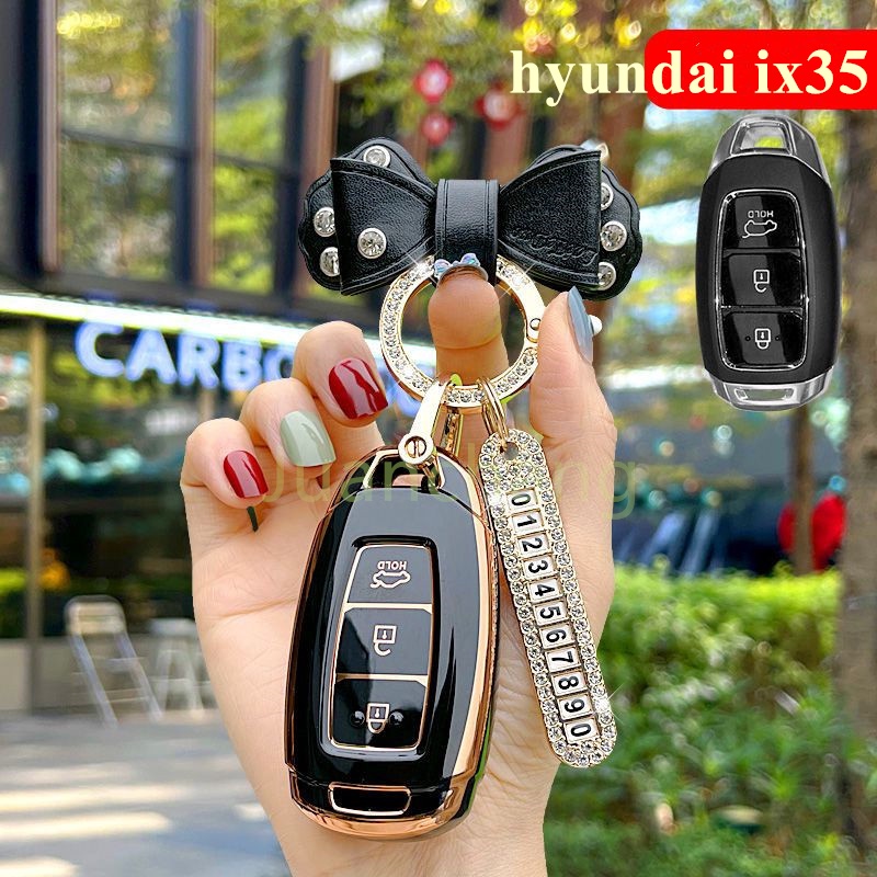 Casing Kunci Mobil Bahan TPU Untuk hyundai kona i30 ix35 solaris Azera ELANTRA GRANDEUR Ig Accent TM Palisade Santa Fe 3 Tombol