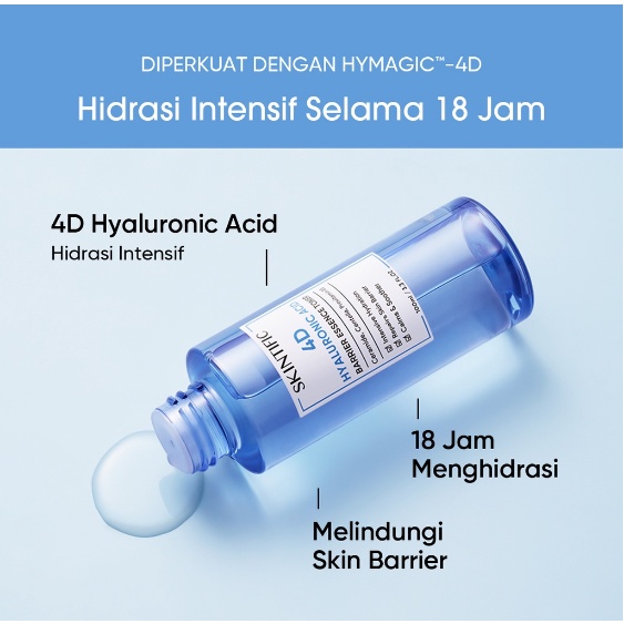 SKINTIFIC 4D Hyaluronic Acid (HA) Barrier Essence Toner 100ml / Hydration Toner Defeat Dryness In10S 100ML Toner Pelembab Wajah
