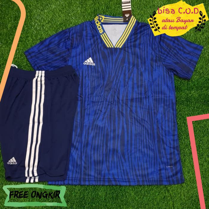 [COD]1100 BAJU FUTSAL / BAJU KAOS BOLA PRIA DEWASA MURAH ADIDAS FANTASY BIRU IMPORT GRADE ORI