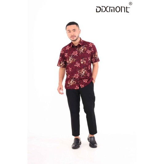 Dixmont Kemeja Pria Batik Pendek Hem BS00521