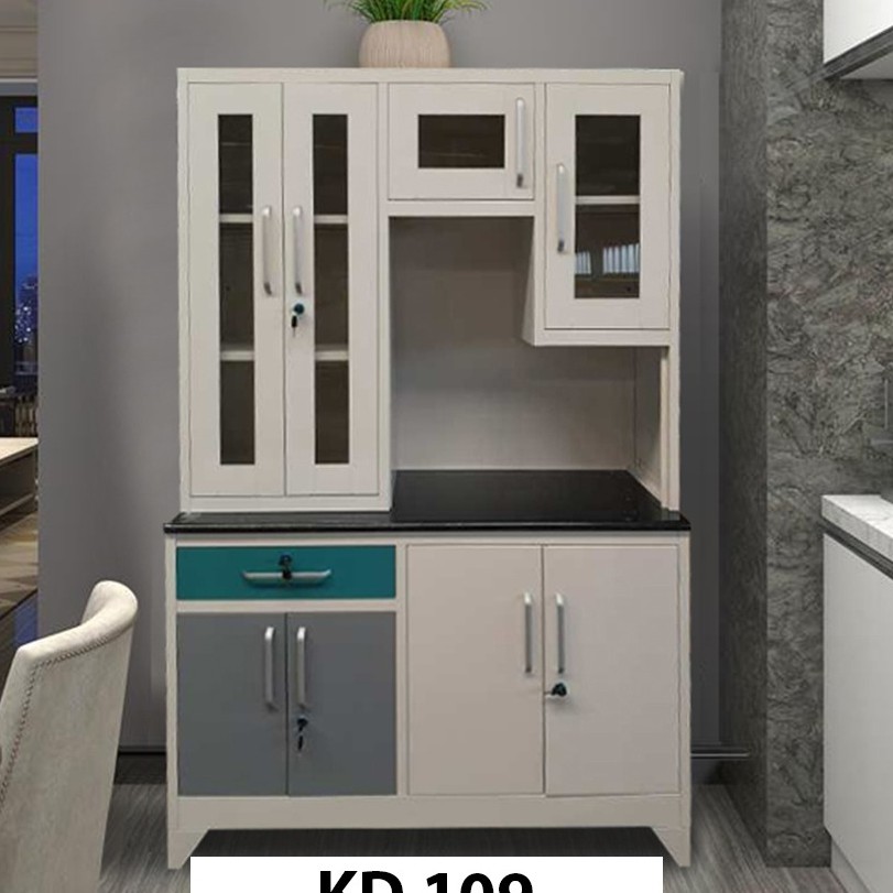 Lemari Sayur Lemari Dapur Besi 3 Pintu  + Kunci