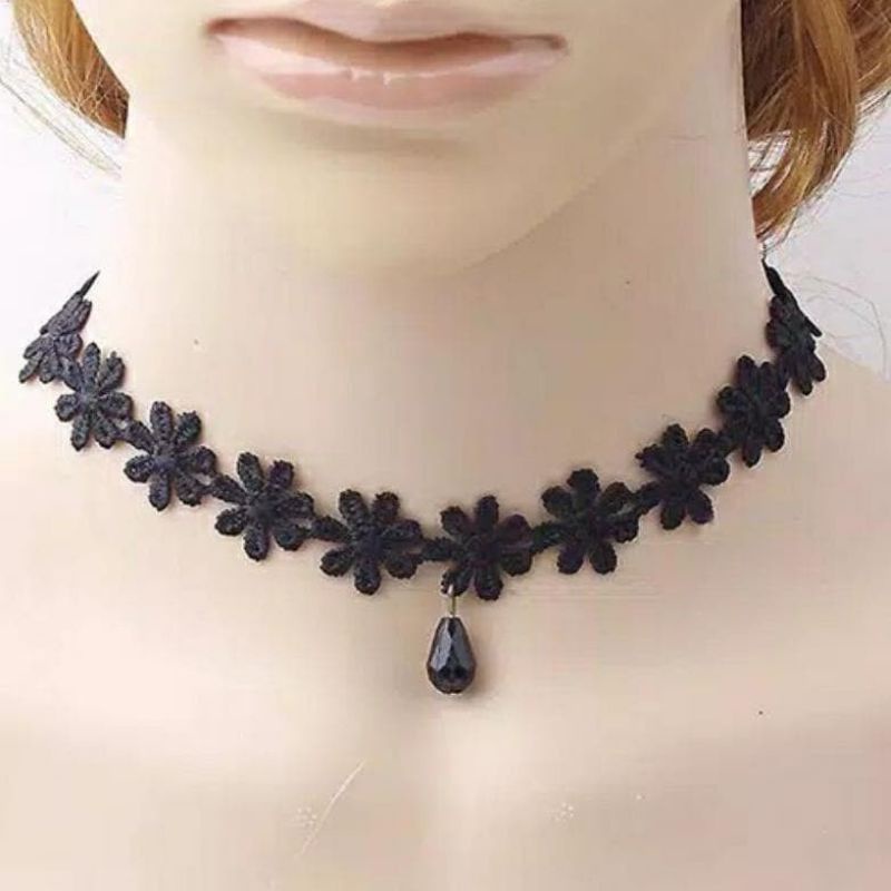 Aksesoris Kalung Choker Bunga Cantik Desain Korea Fashion Wanita Necklace Korean Style