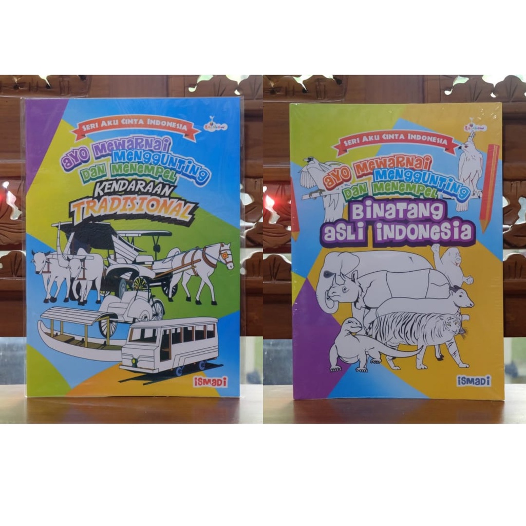 

SERI AKU CINTA INDONESIA MEWARNAI DAN MENGGUNTING - Buku Aktivitas Anak Mewarnai, Menggunting, dan Menempel Kendaraan Tradisional, Serta Binatang Asli Indonesia