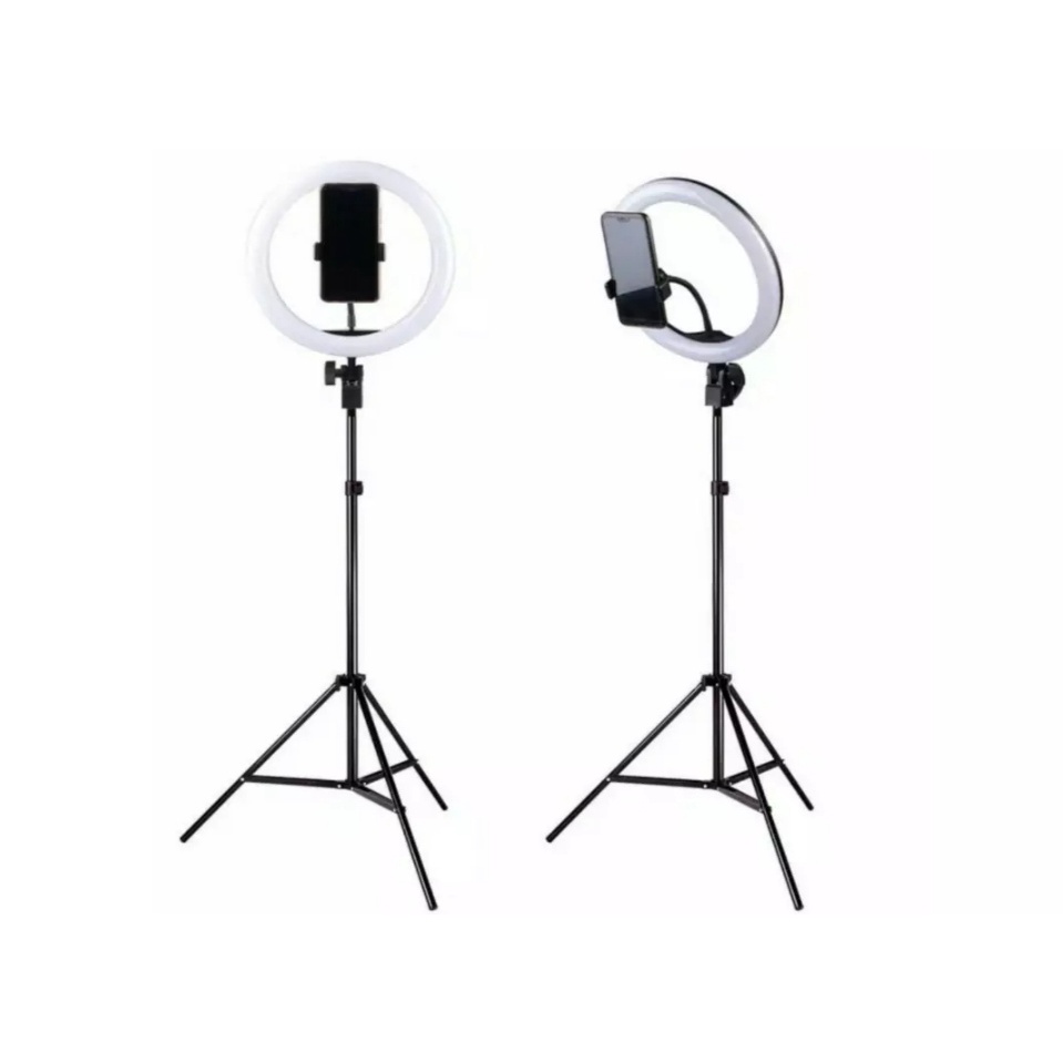 Paket Komplit Lampu Ring Fill Light 26 CM Plus Tripod 210 CM Plus Holder Phone-Tripod 210 Cm+Ring Light Selfie-Vlogger-Youtebe-Live Streaming 1 Set Ring Light Besar 26CM