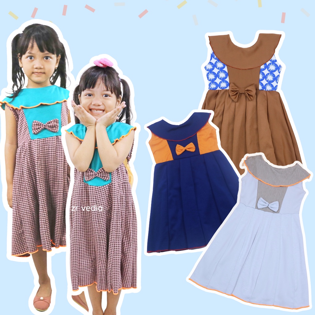 Dress Cantika size Bayi - 7 Tahun / Dres Yukensi Murah Anak Perempuan Harian Baju Gaun Polos Import kiosbalitaaprilia