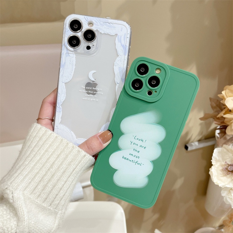 IPHONE Fashion Penuh Perlindungan Ponsel Kembali Case Cover Untuk Iphone7 8 PLUS X XR XS 11 12 13 PRO MAX SE2 SE3 Lembut Silikon Pelindung