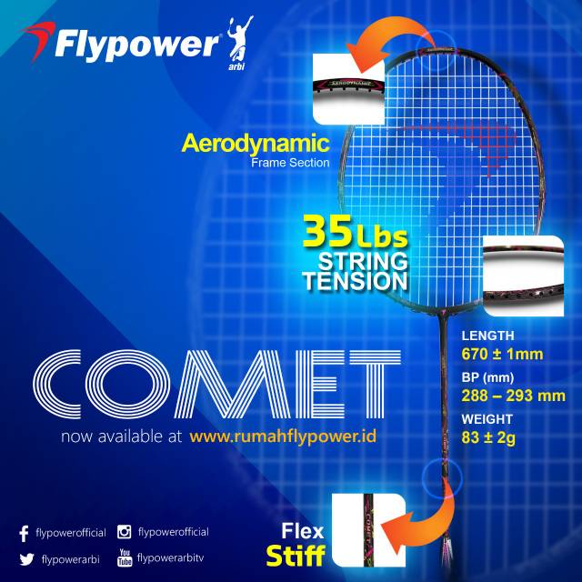 RAKET BADMINTON FLYPOWER COMET ORIGINAL