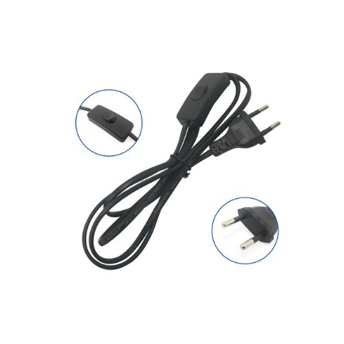 Kabel sambungan Lampu TL Saklar ON OFF panjang 1.7 meter/Kabel hitam