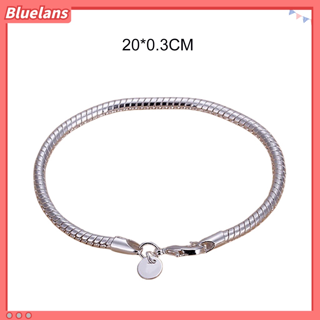 Bluelans Bracelet Thin Stylish Silver Plated Women Shining Bangle