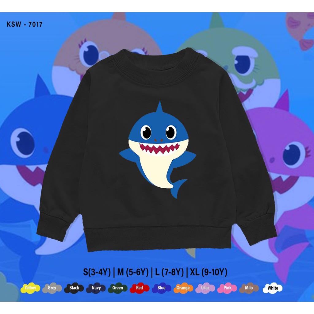 OUTFIT ANAK ANAK / PAUS BABY SHARK / SWEATER KIDS  / BAHAN FLEECE PREMIUM / ADEM / UNISEX / REAL PICTURE