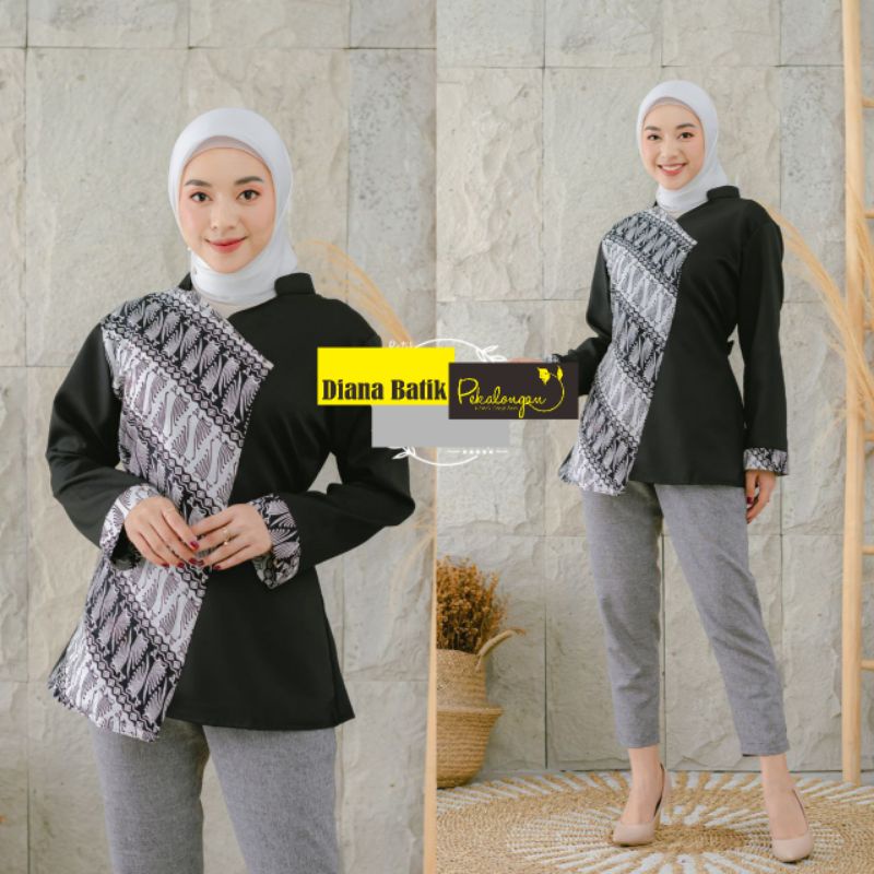 TERBARU Atasan Batik Wanita Kerja Kantor Modern Lengan Panjang Motif Bu Tejo Terbaru Terlaris Katun Kombinasi M L XL XXL