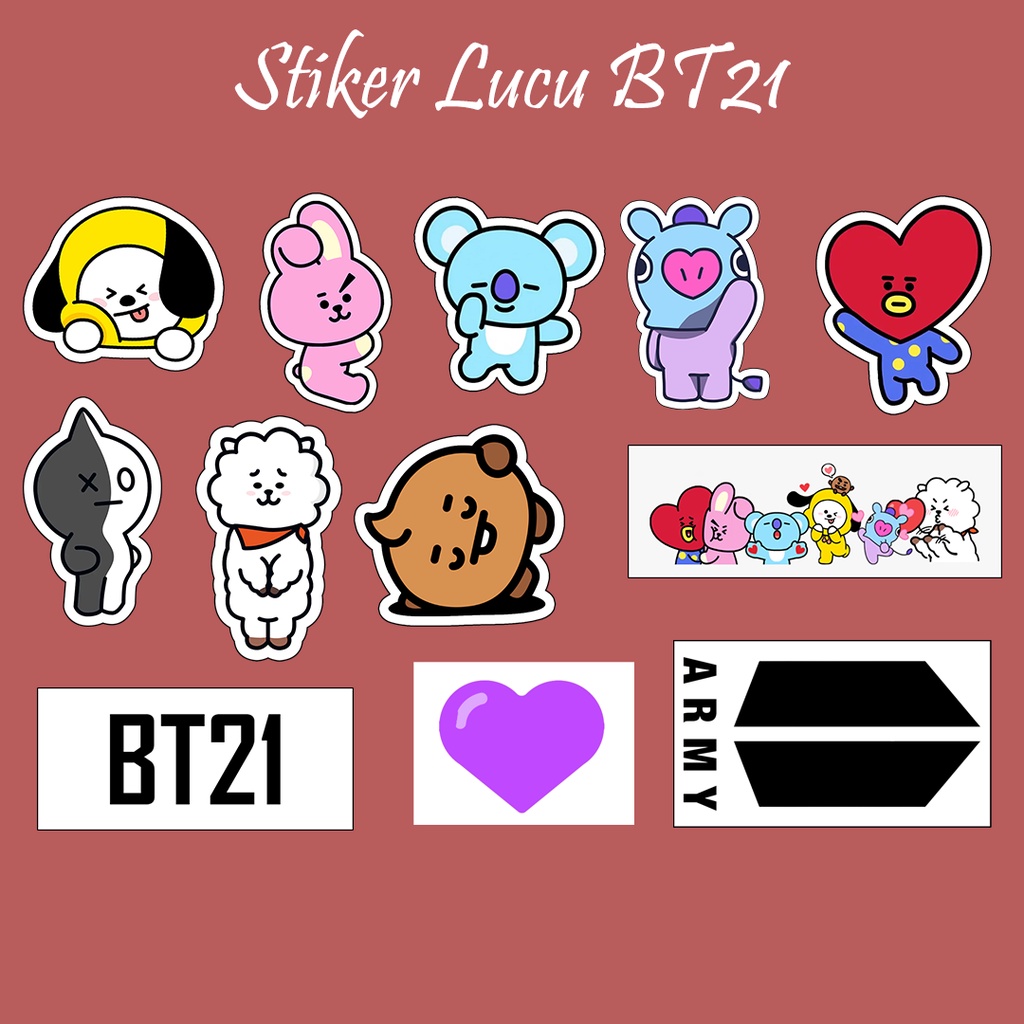 12 PCS | STIKER BT21 | STIKER GLOSSY MURAH | JURNAL, CASING HP, LAPTOP DLL