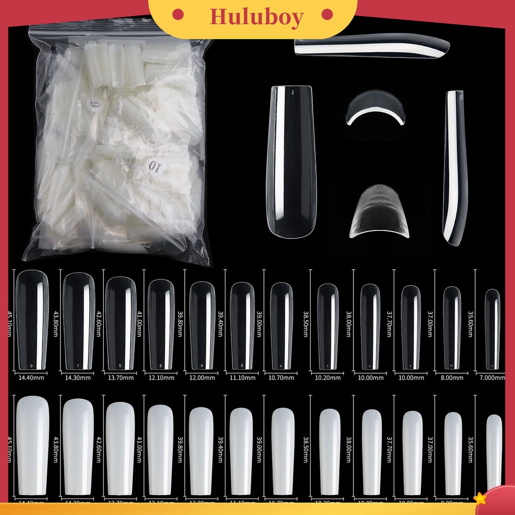 Huluboy Huluboy♡ 500pcs Kuku Palsu Extension Panjang Full Cover Tipe Kepala Kotak Untuk Makeup Manicure DIY
