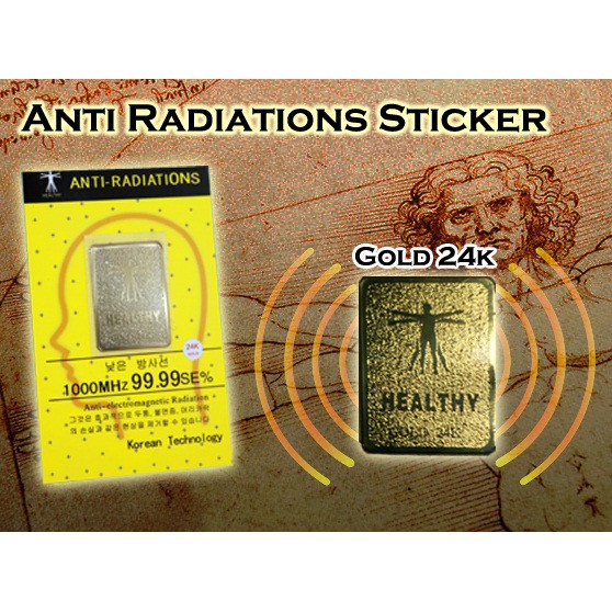 Stiker Tempel Handphone Kesehatan Stiker Tempelan Anti Radiasi Gold 24K  Anti Electromagnetic Stiker