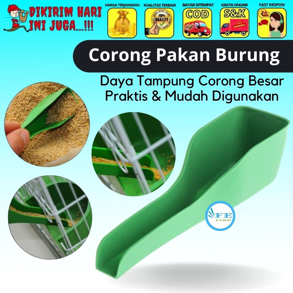 CORONG WADAH ALAT ISI ULANG PAKAN MAKANAN BURUNG KUCING ANJING DARI LUAR SANGKAR CEPUK REFFIL FEFARM