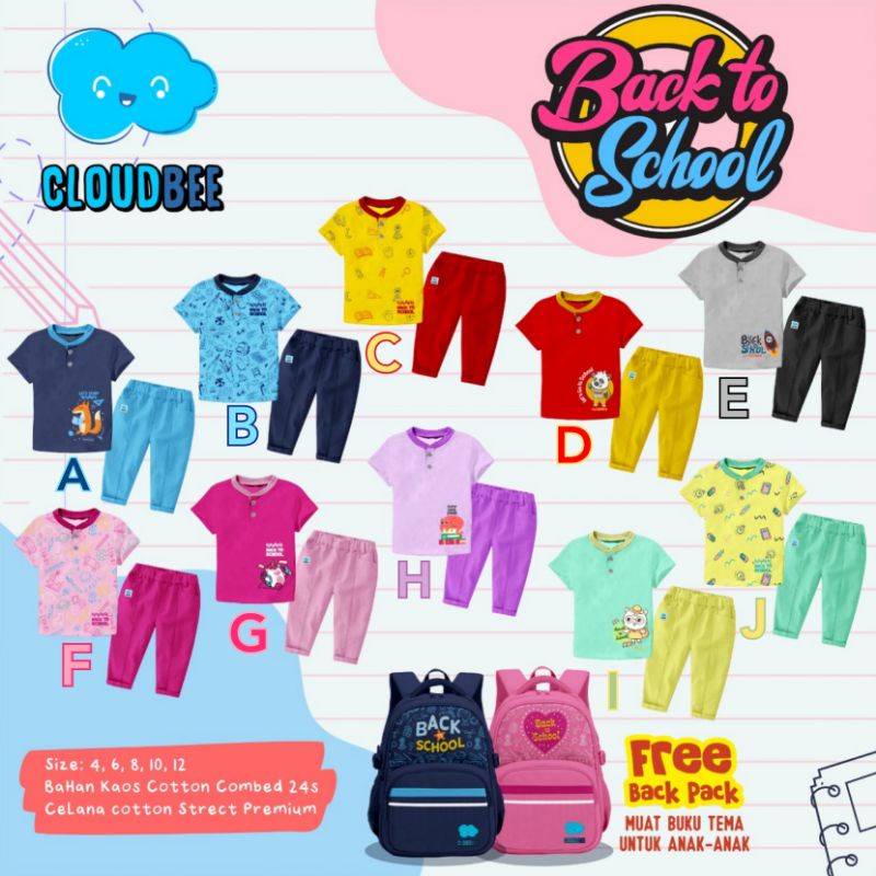 [READY STOCK] SET CLOUDBEE BACK TO SCHOOL FREE BACKPACK
