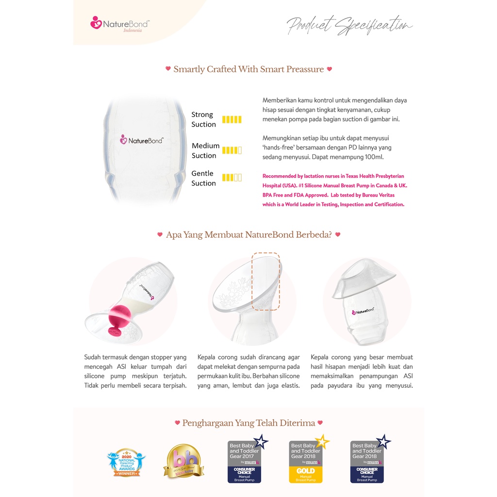 NatureBond Silicone Breast Pump / Pompa ASI Silikon / Pompa ASI Manual