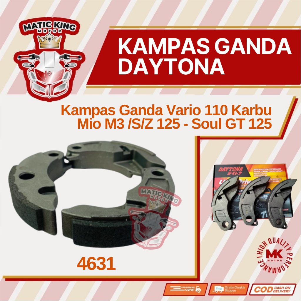 Daytona Kampas ganda kopling Honda Vario 110 125 150 160  Karbu Fi ESP LED 4631 4633 4634 Kevlar