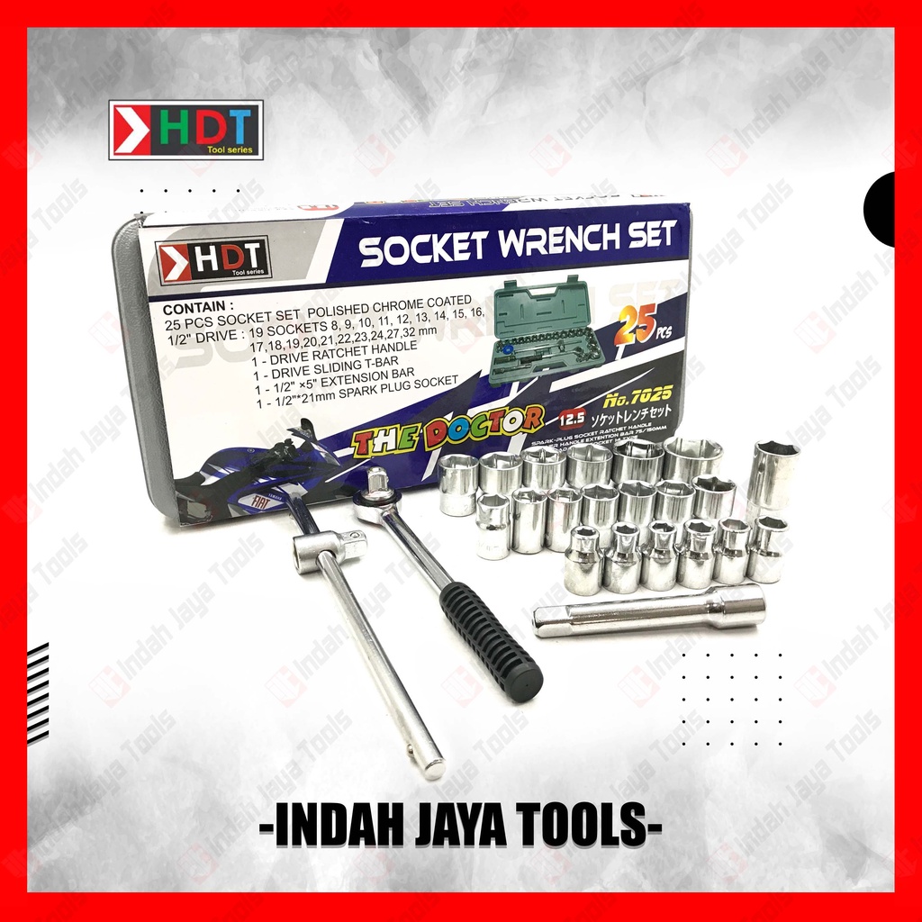 Kunci Sok Set 25 Pcs HDT 1/2 inch 8 mm - 32 mm / Kunci Sock 25 Pcs